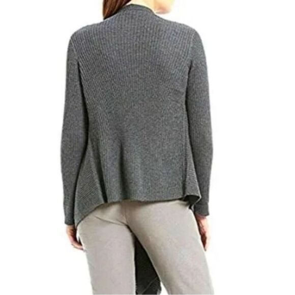 Eileen Fisher Angle Front Cardigan - Ribbed Wool Small - Picture 3 of 13
